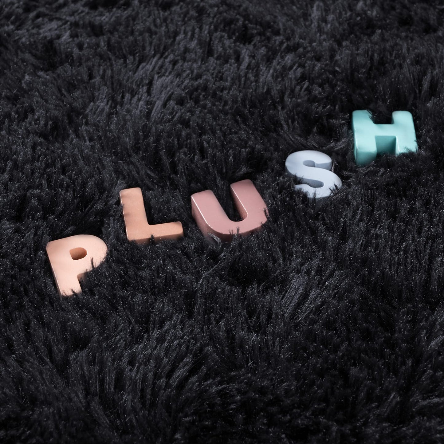 Noahas Fluffy Area Rugs for Living Room,4x5.3 Feet Black Rugs for Bedroom,Thick Shag Throw Floor Carpet,Soft Shaggy Bedside Non-Slip Plush Dorm Nursery Kids Rug Home Decor Aesthetic