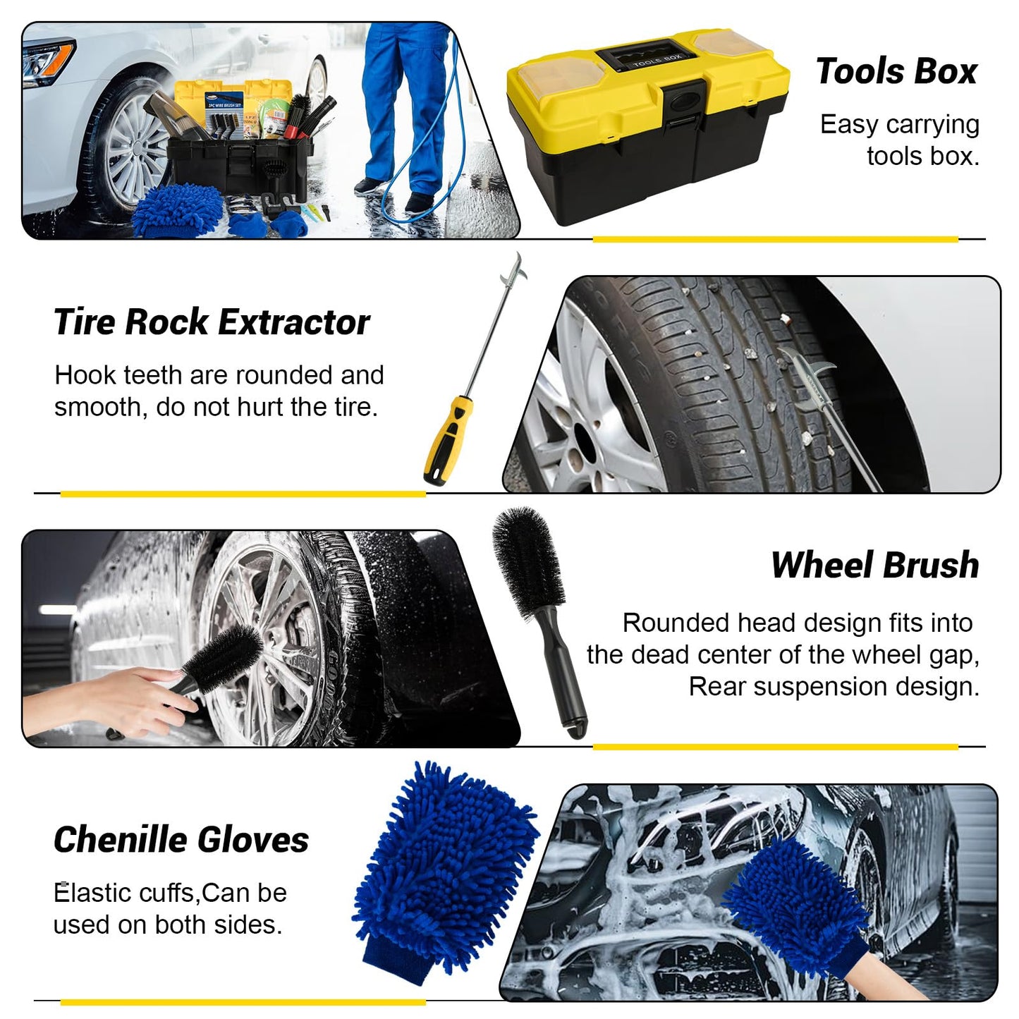 37Pcs Car Detailing Kit, Car Cleaning Kit with High Power Handheld Vacuum, Car Detailing Brushes, Car Wash Kit, Car Accessories, Car Cleaning Tools Kit for Interior, Exterior, Wheels