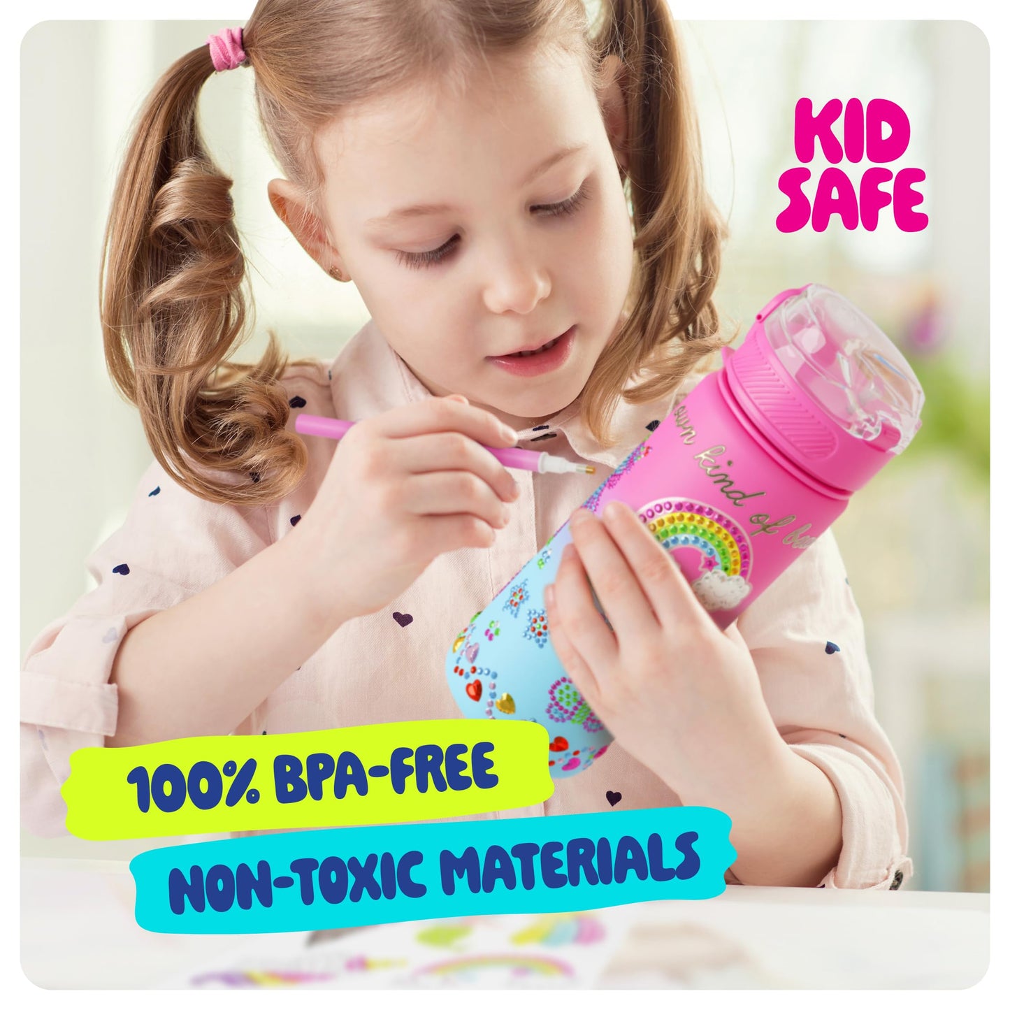 Decorate Your Own Glow-in-the-dark Water Bottle Kit for Girls - Easter Gifts for Girl Ages 4-6 5-7 6-8 - 4 5 6 7 8 Year Old Birthday Gift Ideas - Arts and Crafts for Kids Age 6-8 - Unicorn Easter Toys