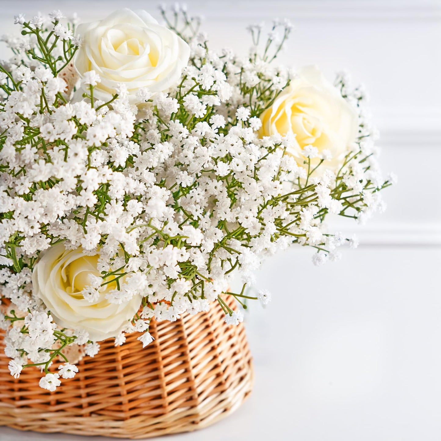 Artflower Babys Breath Artificial Flowers, 20Pcs Baby Breath Flowers Artificial Bulk, Fake White Gypsophila Babies Breath Real Touch Flowers for Wedding Bouquet Floral Arrangement Party Home Decor