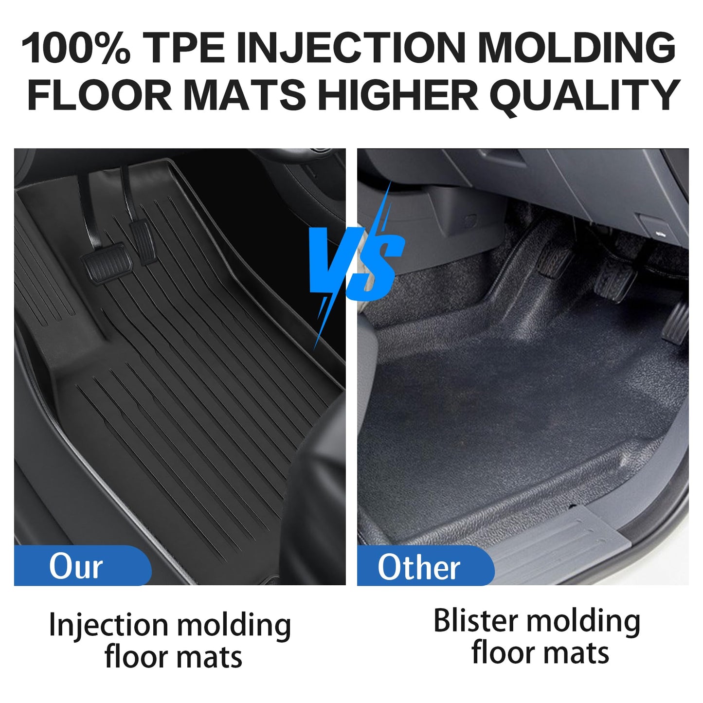 Weize Floor Mats & Cargo Liners Fits Tesla Model Y 5-Seat 2021-2024 2025 All Weather TPE Floor Mats and Cargo Trunk Mats Accessories, Set of 6 Mats (Not Fit 7-Seat)