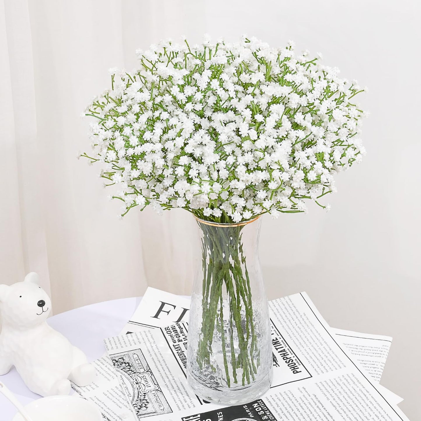 MARTINE MALL Babys Breath Artificial Flowers, 10 PCS White Baby Breath Flowers Artificial Bulk, Fake Babys Breath Gypsophila Real Touch Faux Babys Breath for Wedding Floral Arrangement Home Decor