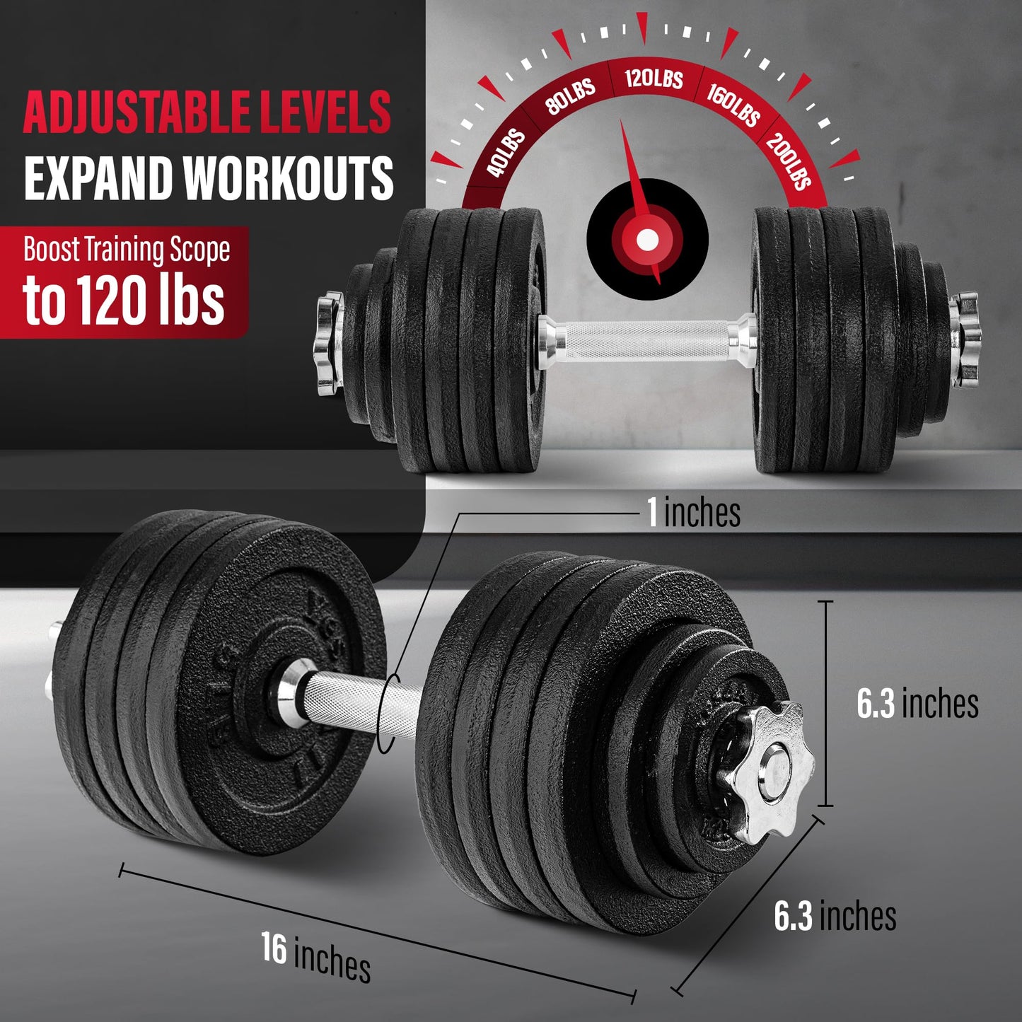 Yes4All Dumbbell Adjustable - 105lbs