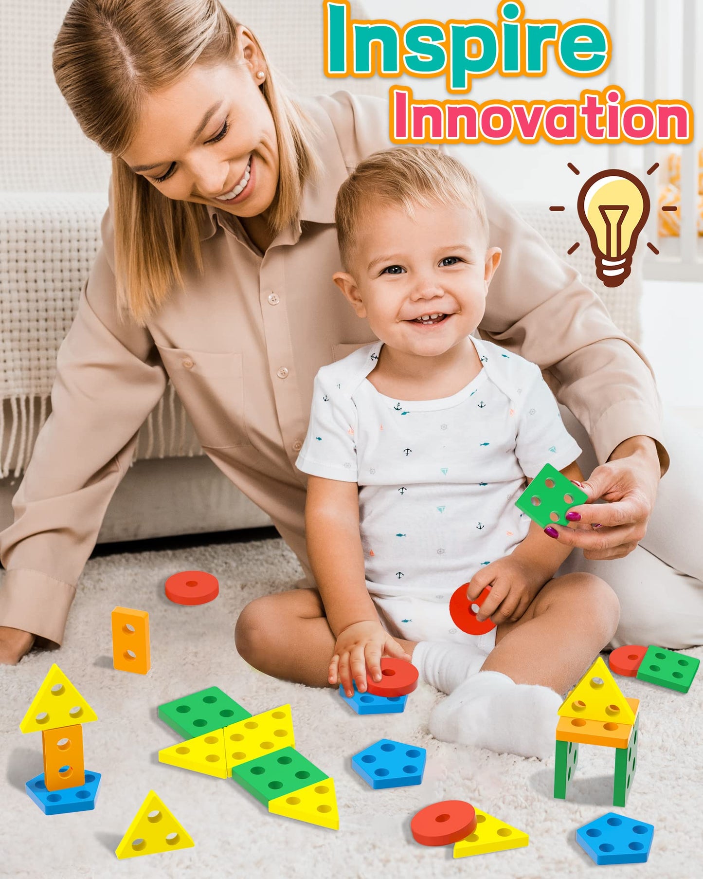 Zartores Montessori Toys for 1 2 3 Year Old Boys Girls Toddlers, Wooden Sensory Toys for Ages 2-4, 1 2 Year Old Boy Girl Birthday Gifts, Educational Toddler Learning Puzzles