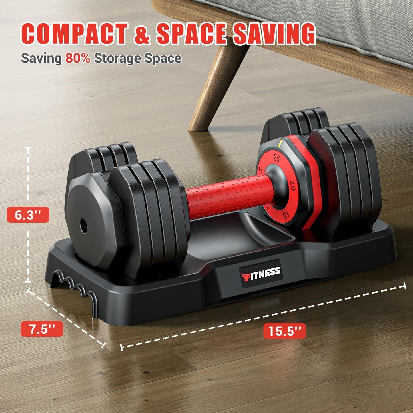 XDDIAS Adjustable Dumbbells Set,5LB to25LB Sets of 2 for Home Gym Equipment, 5 in 1 Free Weights with dumbbell set, Anti-Slip Handle for Full Body Workout Suitable Men/Women