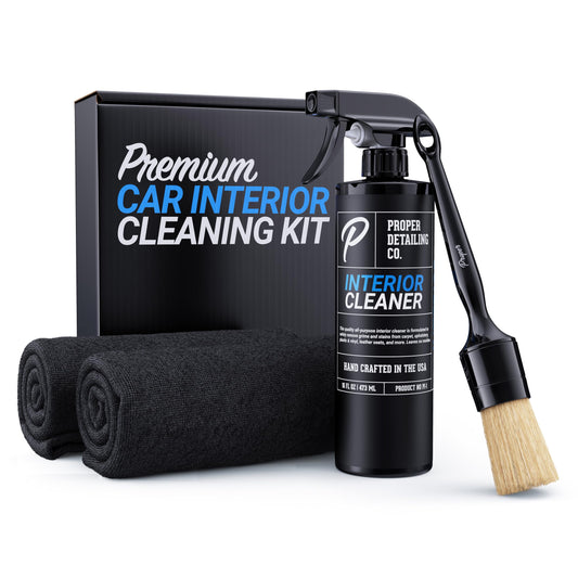 PROPER DETAILING CO. Car Detailing Kit Interior Cleaner, Get Professional Results - Car Interior Cleaning Kit includes 16 oz. interior cleaner, premium boars hair detail brush, and 2 microfiber towels