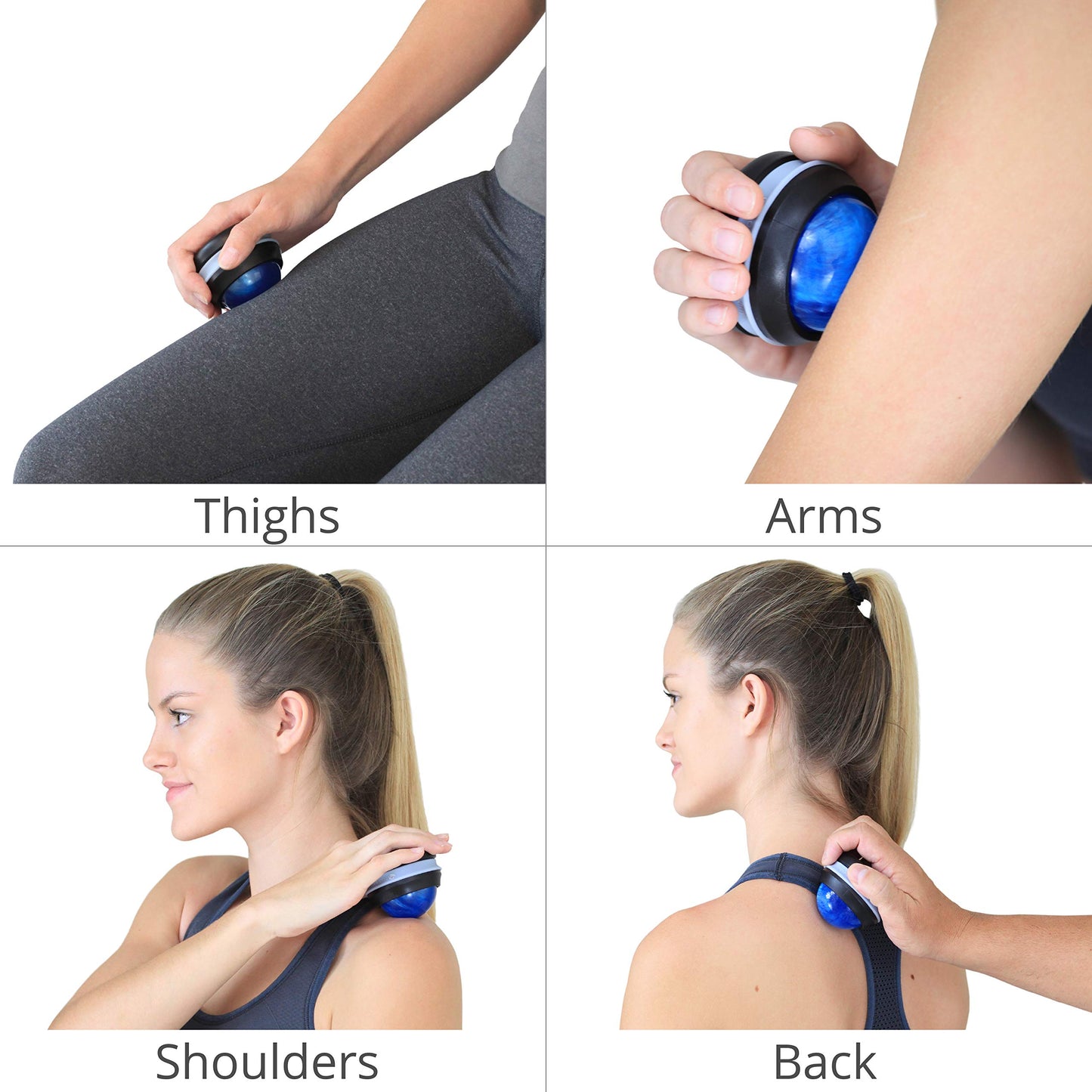 Body Back Manual Massage Roller Ball | Deep Tissue Roller & Lacrosse Ball - Hand Held Massager for Sore Muscles & Joint Pain | 360 Degree Mobility Therapy Ball | Ideal for Athletes & Fitness Recovery