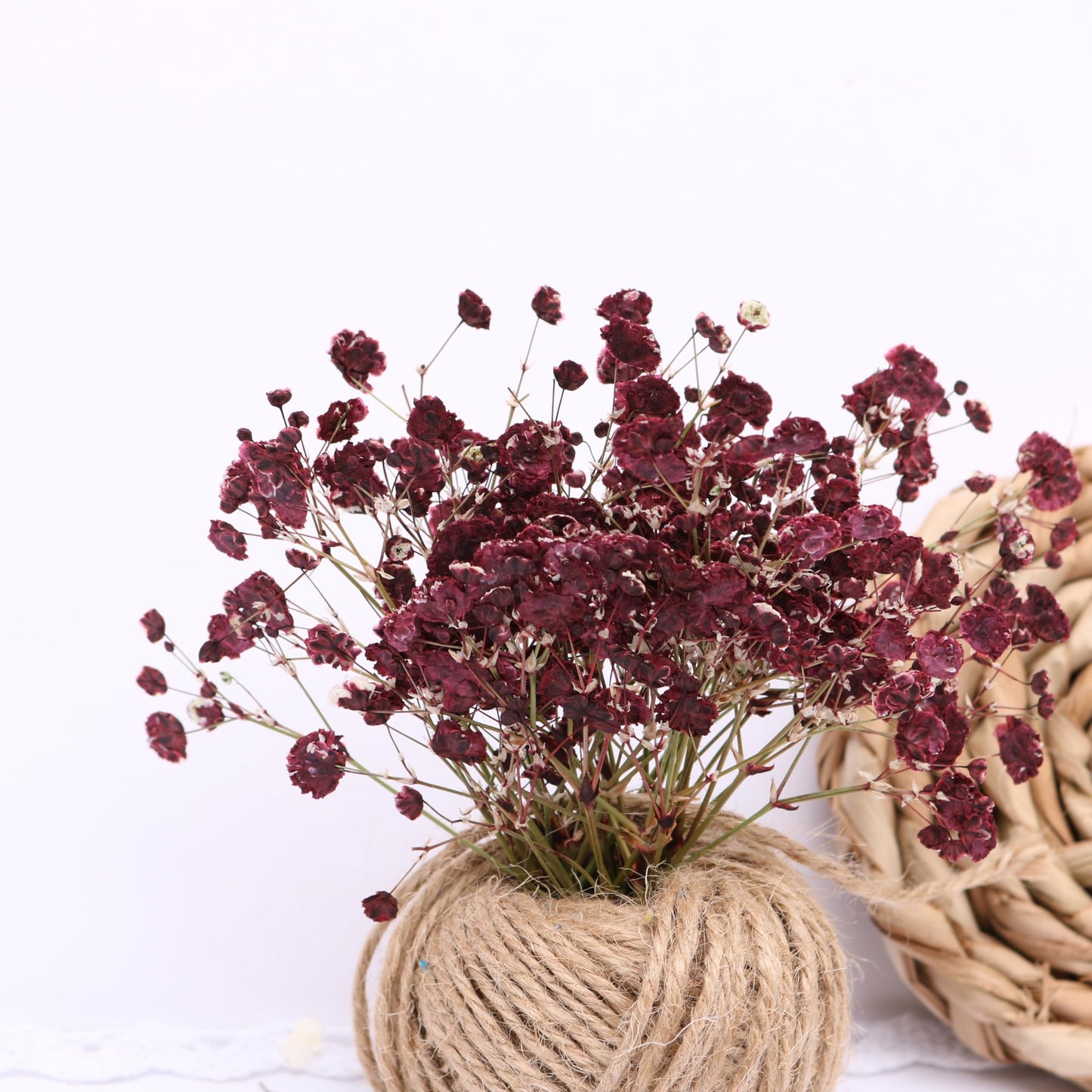 LYFORTZY 30 Pcs Dark Red Baby's Breath Real Dried Pressed Flowers.Vacuum-Packed Mini Dried Baby's Breath Flowe Specimen +1 Tweezers, for Resin Art /DIY Making Wedding Card/ Home Party Decor.