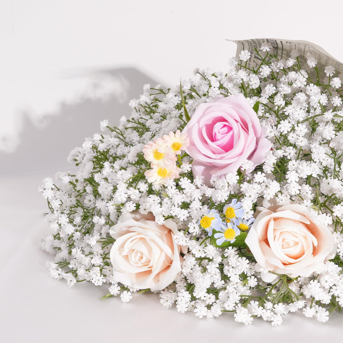 Artflower Babys Breath Artificial Flowers, 20Pcs Baby Breath Flowers Artificial Bulk, Fake White Gypsophila Babies Breath Real Touch Flowers for Wedding Bouquet Floral Arrangement Party Home Decor