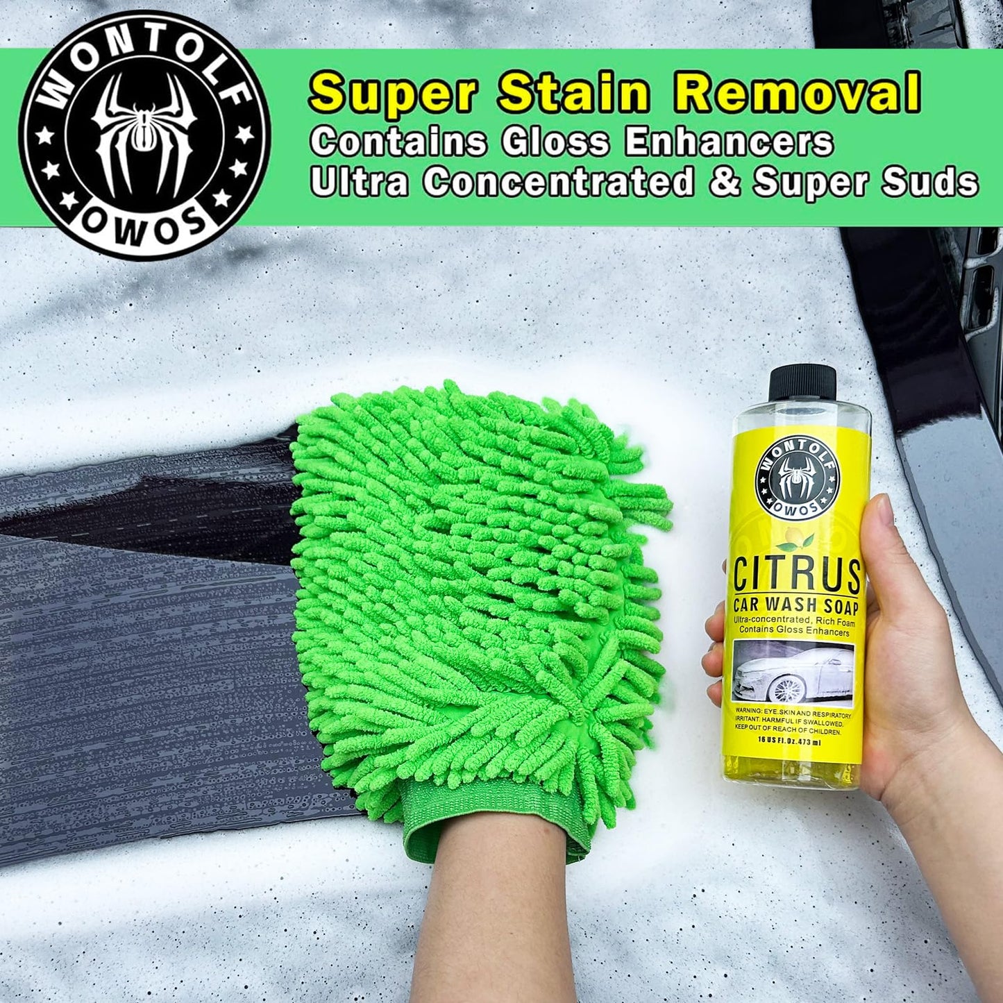 Wontolf Car Wash Kit with Car Wash Soap Shampoo, Interior Cleaner, Wheel Cleaner, Car Detailing Cleaning Care Kit for Cars Trucks RVs SUVs Motorcycles Detailing Cleaning