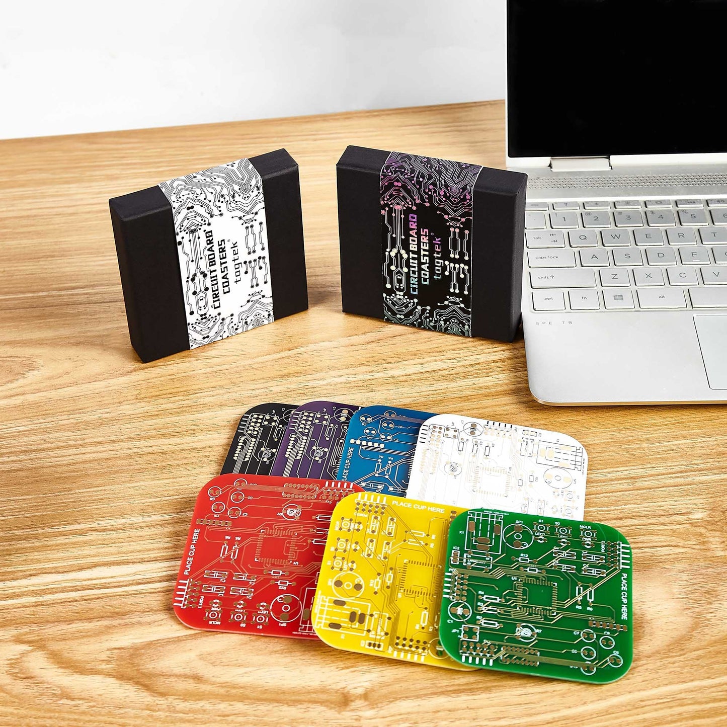 Coasters for Drinks in PCB-Design Green Coasters Decor with Immersion Gold Circuit Board Coasters for Coffee Table Bar Office Tech Gifts for Boyfriend Gamer Geek Engineer Dad Men Anniversary