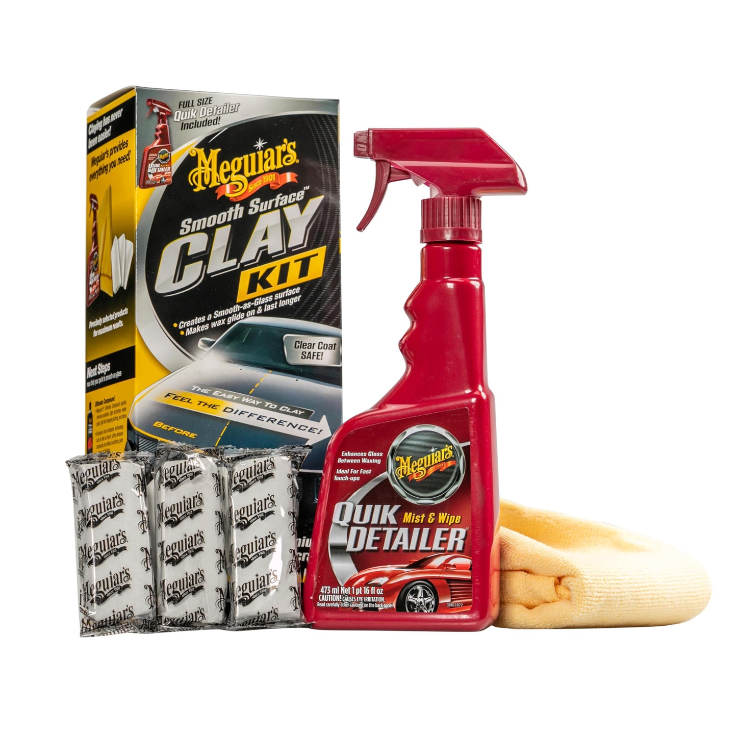 Meguiar's G191700 Smooth Surface Clay Kit, Safe and Easy Car Claying for Smooth as Glass Finish