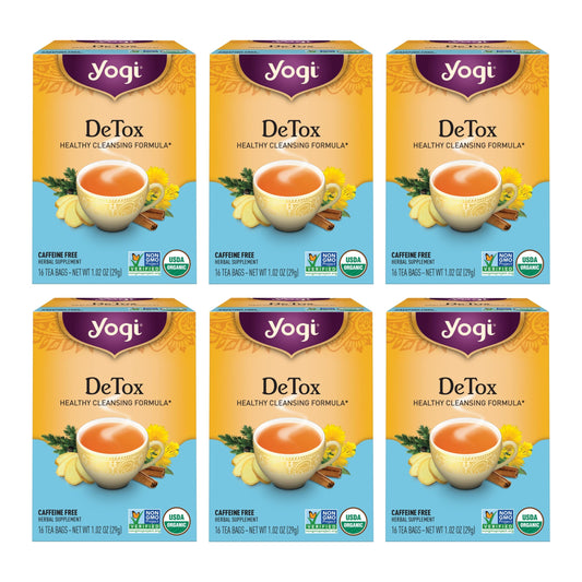Yogi Tea DeTox Tea - 16 Tea Bags per Pack (6 Packs) - Organic Detox Tea for Digestive & Circulation Support - Includes Burdock, Dandelion, Ginger Root, Black Pepper, Cardamom & Juniper Berry