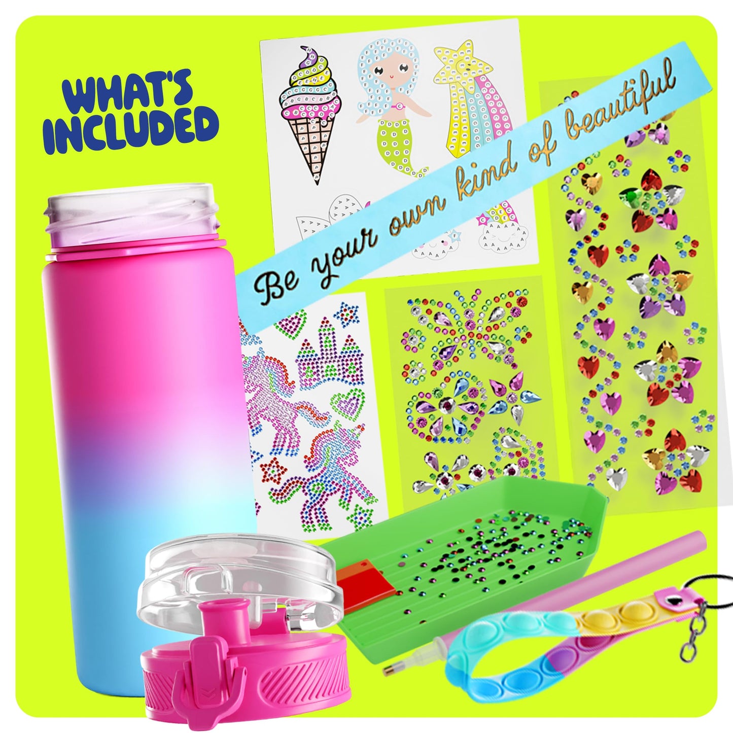 Decorate Your Own Glow-in-the-dark Water Bottle Kit for Girls - Easter Gifts for Girl Ages 4-6 5-7 6-8 - 4 5 6 7 8 Year Old Birthday Gift Ideas - Arts and Crafts for Kids Age 6-8 - Unicorn Easter Toys