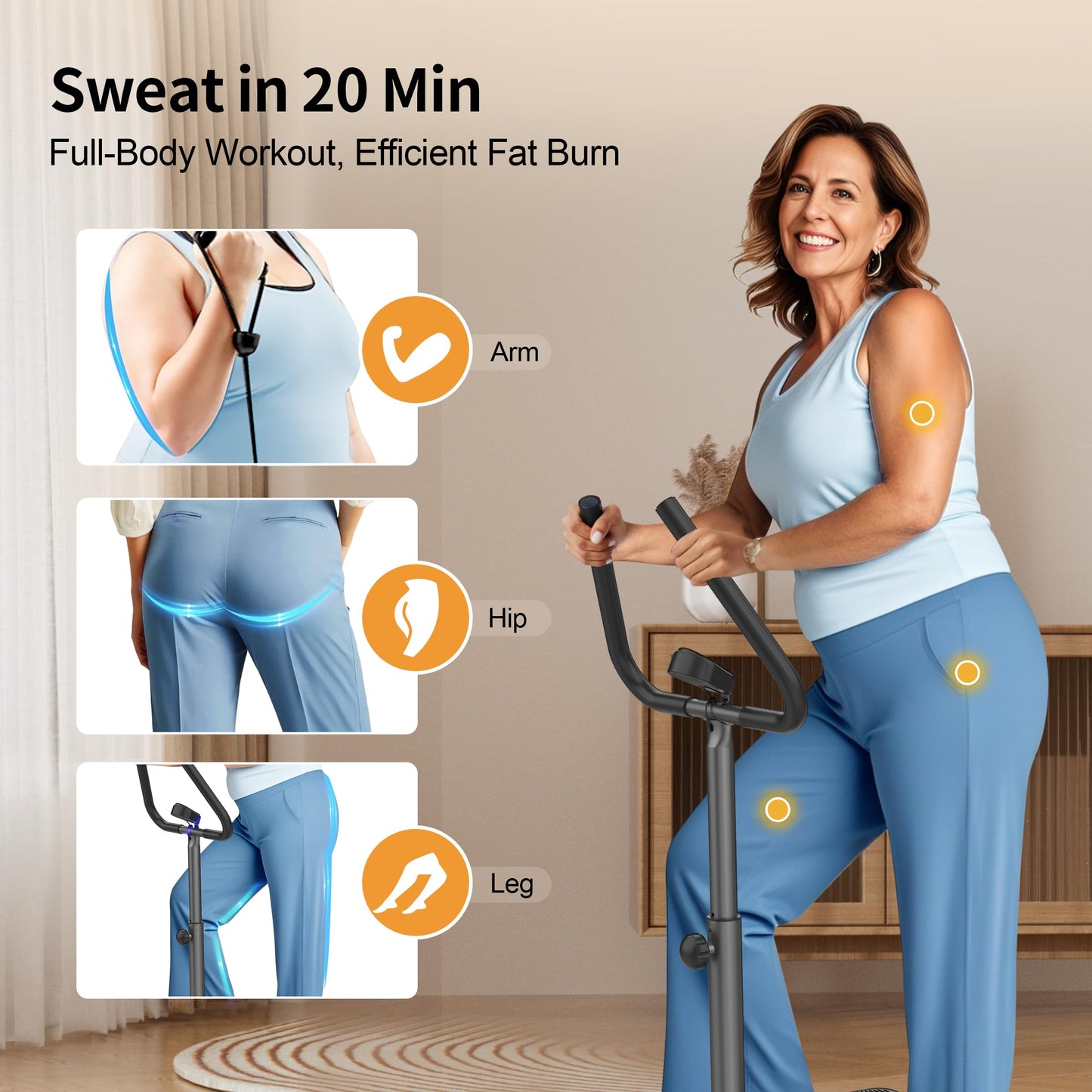 ZIWWVY Stepper Machine with Resistance Bands & Handlebar, Mini Stepper with 300LBS Weight Capacity, Twist Stepper for Full Body Workout, Adjust Step Height, Smooth & Quiet, Step Machine for Men Women