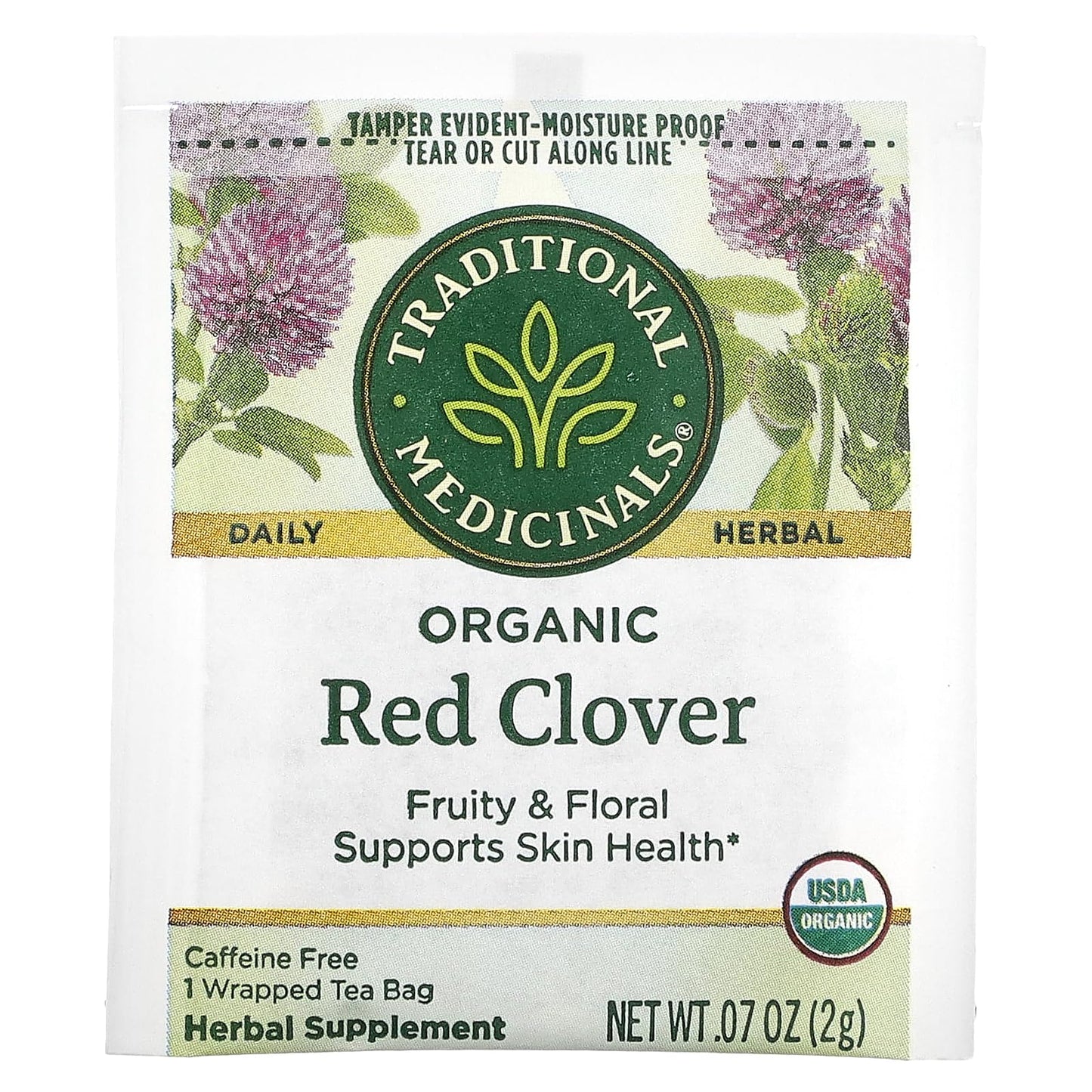Traditional Medicinals Tea, Organic Red Clover, Supports Skin Health, 16 Tea Bags