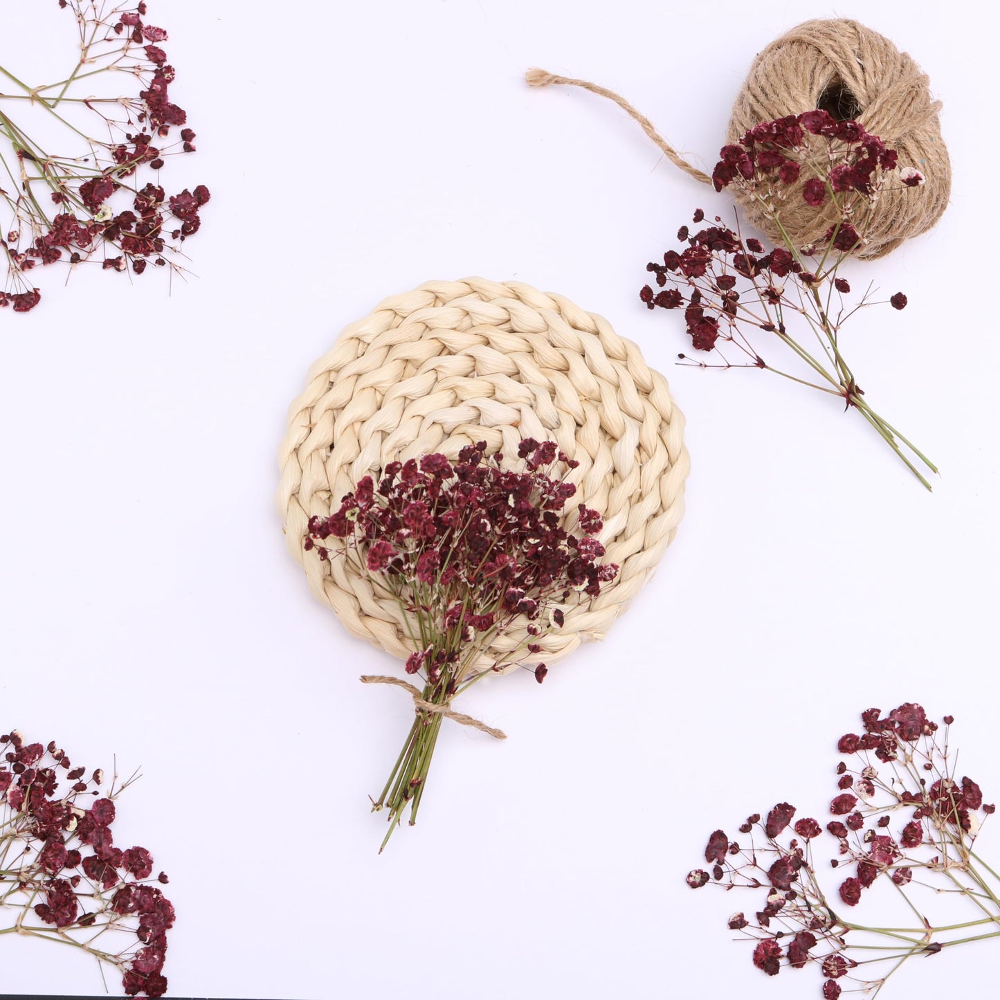 LYFORTZY 30 Pcs Dark Red Baby's Breath Real Dried Pressed Flowers.Vacuum-Packed Mini Dried Baby's Breath Flowe Specimen +1 Tweezers, for Resin Art /DIY Making Wedding Card/ Home Party Decor.