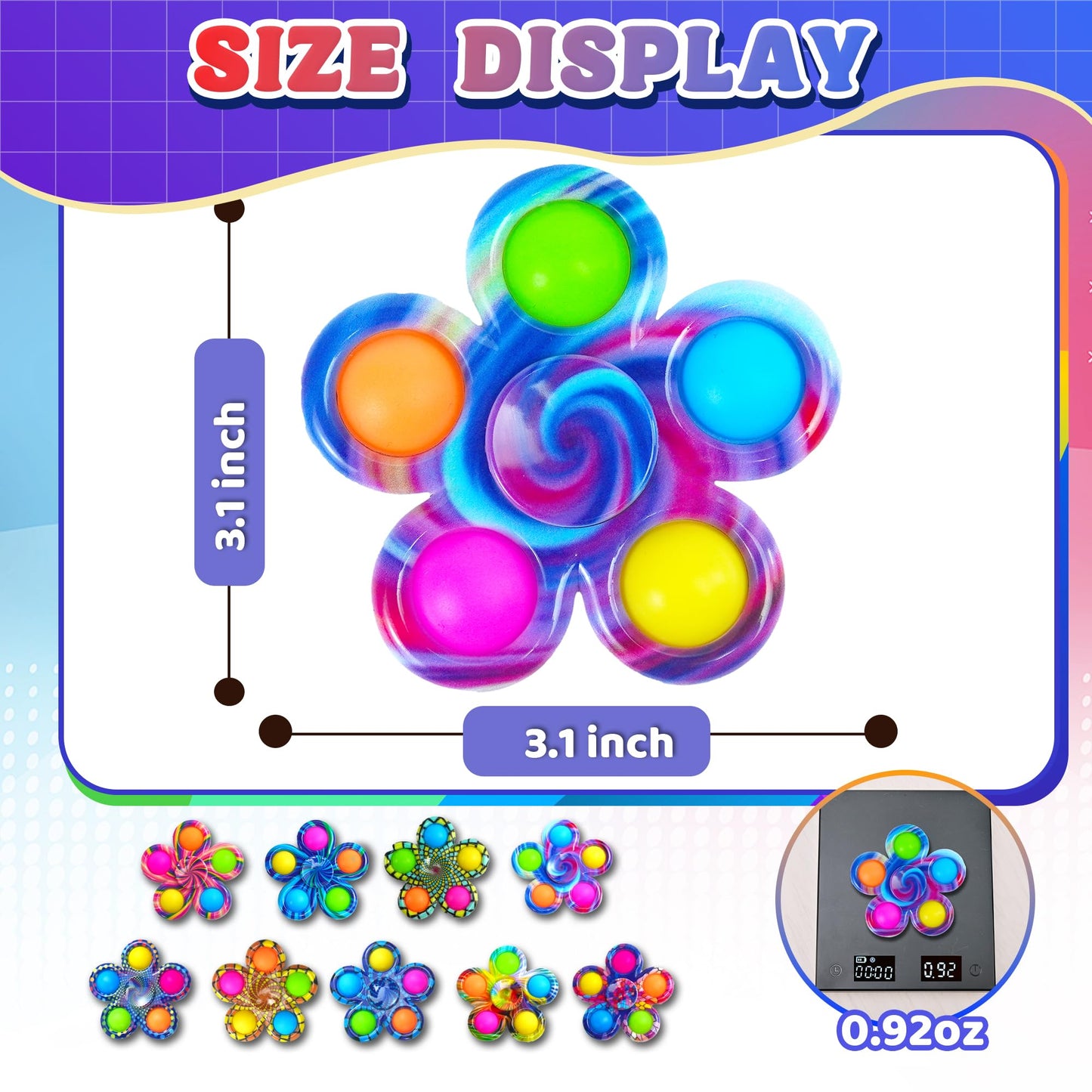 Fidget Spinners for Kids Bulk, 9 PCS Easter Basket Stuffers Party Favors Pop Fidget Toys Prize Box Small Toys Easter Fillers Autism Anxiety Stress Relief Products for Boys Girls Teens Adults Gifts
