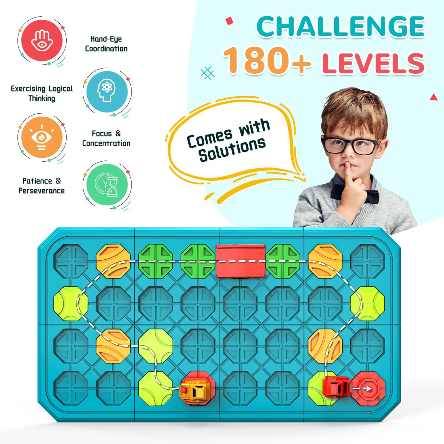 Airkid Stem Board Games Toys,Montessori Logic Puzzles Toys for Kids,Road Builder Educational Learning Brain Teasers Toys for Kids Ages 3-8 Year Old