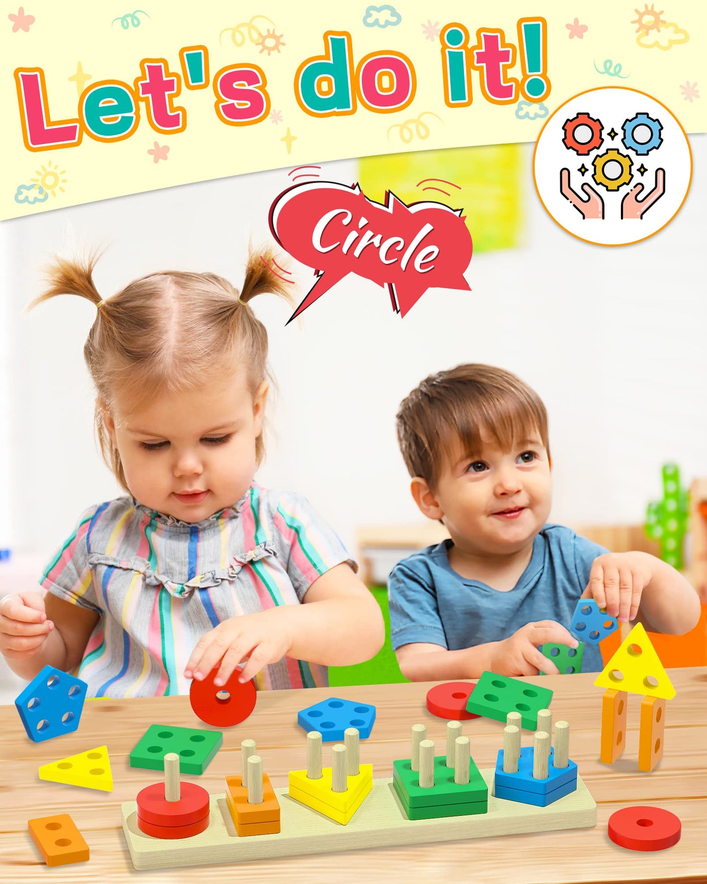 Zartores Montessori Toys for 1 2 3 Year Old Boys Girls Toddlers, Wooden Sensory Toys for Ages 2-4, 1 2 Year Old Boy Girl Birthday Gifts, Educational Toddler Learning Puzzles