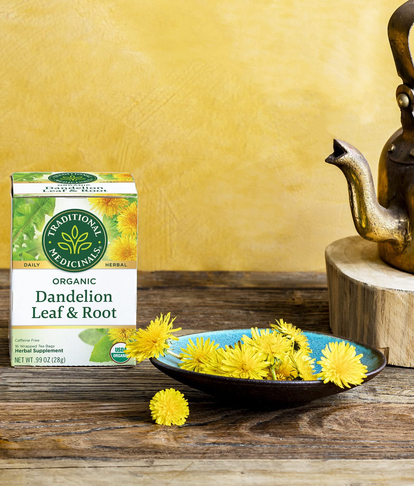 Traditional Medicinals Organic Dandelion Leaf & Root Herbal Tea (Pack of 2), Supports Kidney Function and Healthy Digestion, 16 Tea Bags Total