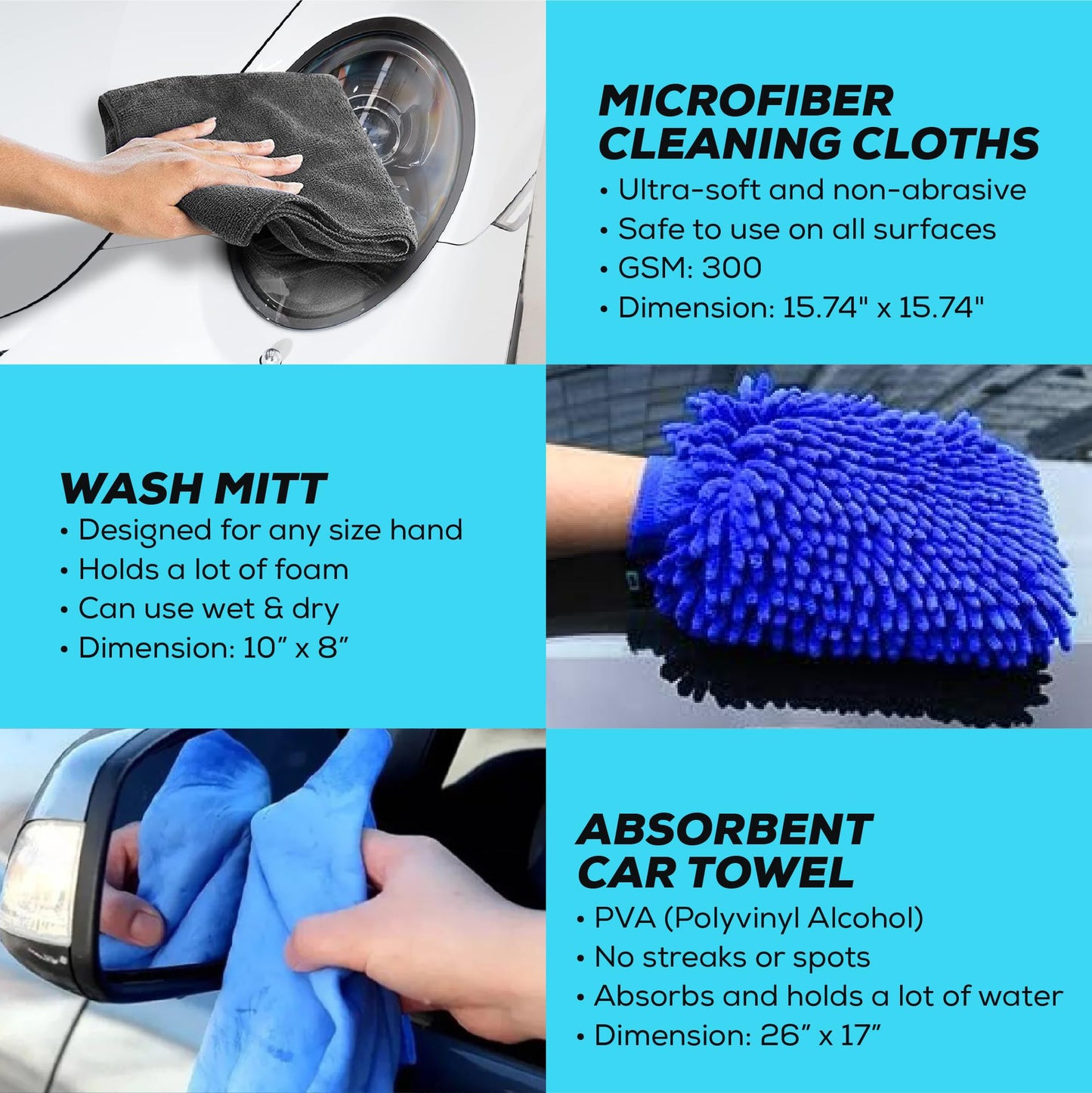 Carmodex Car Wash Cleaning Kit, Manual Foam Sprayer, Premium Brushes, Professional Interior/Exterior Car Detailing Kit – Car Care Gift Tool Set for Women and Men, Car Cleaning Kit for Vehicles