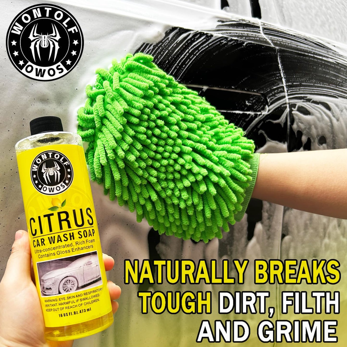 Wontolf Car Wash Kit with Car Wash Soap Shampoo, Interior Cleaner, Wheel Cleaner, Car Detailing Cleaning Care Kit for Cars Trucks RVs SUVs Motorcycles Detailing Cleaning