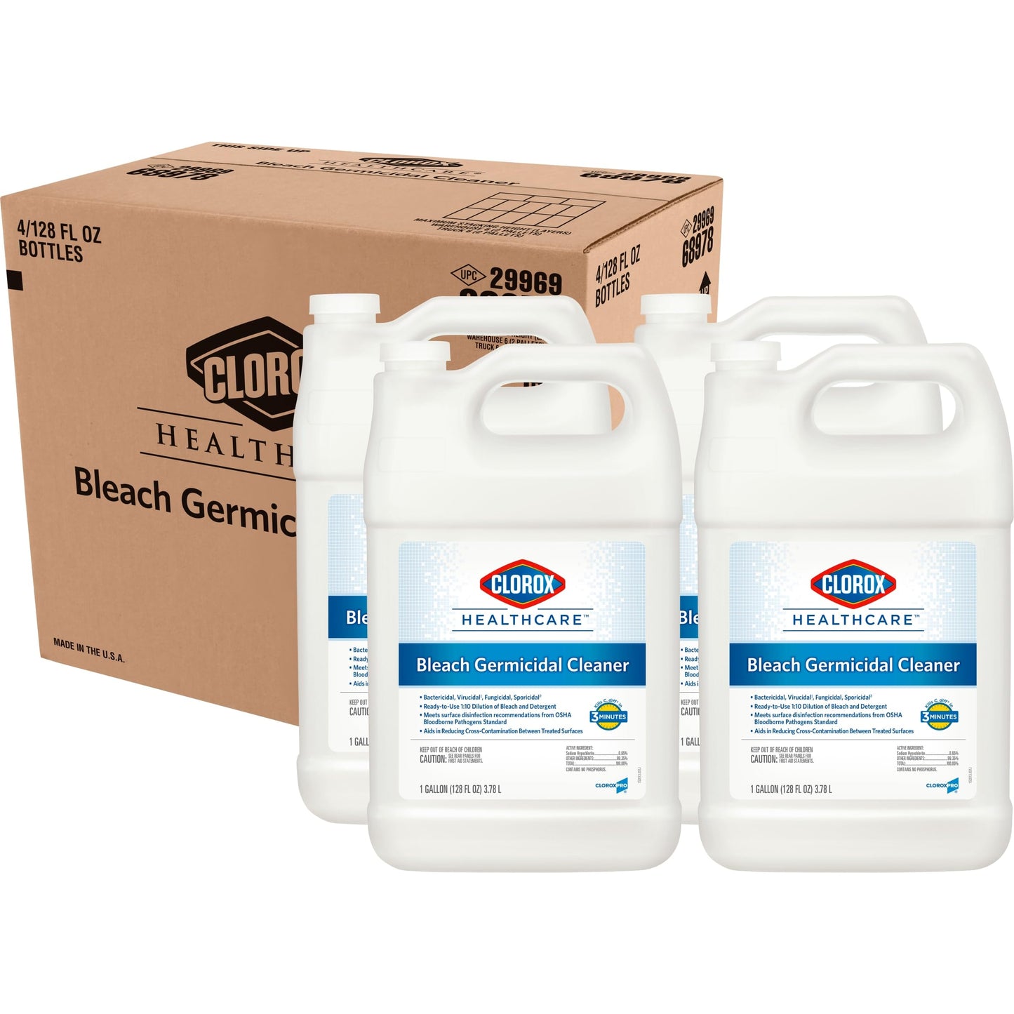 Clorox Healthcare Bleach Germicidal Cleaner Refill, 128 Fluid Ounces, Pack of 4 (Package May Vary)