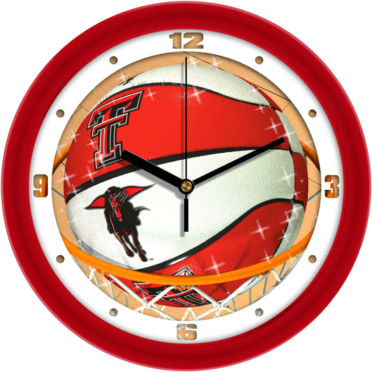 Texas Tech Red Raiders College Basketball Slam Dunk Wall Clock, Silent Non Ticking, 11.5"