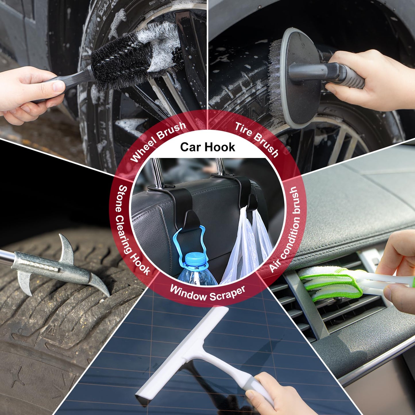 GPUSFAK 46Pcs Car Wash Cleaning Kit with Foam Gun Sprayer Detailing Brushes Car Vacuum Collapsible Bucket Windshield Cleaning Tool Tire Brush Towels Complete Interior Exterior Detailing Set for Car