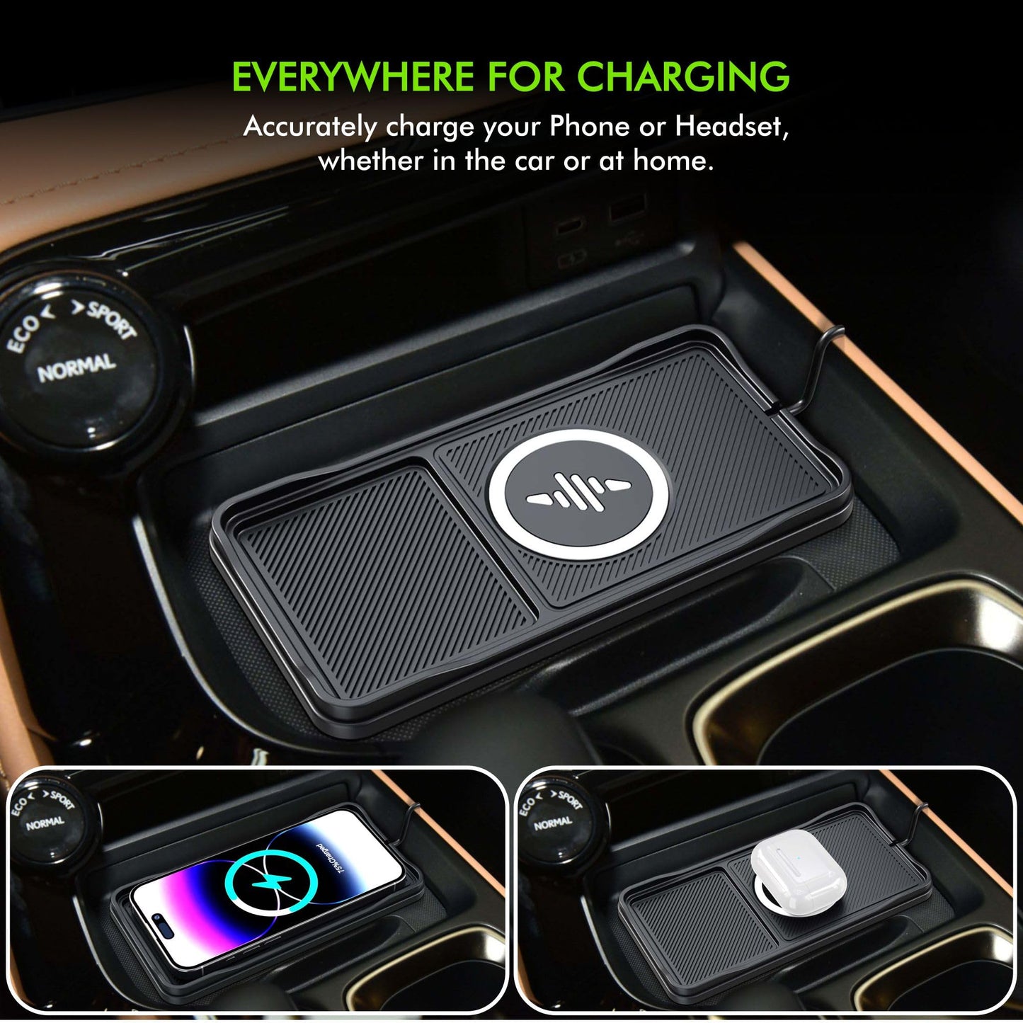 Wireless Car Charger, LANSEMKU Car Wireless Chargers Charging pad Non Slip 15w Fast Charger for Car Wireless Phone Charger for iPhone 16/15/14/13/12 Pro Max,Samsung S23 S22 S20 for Android, 30cm Cable