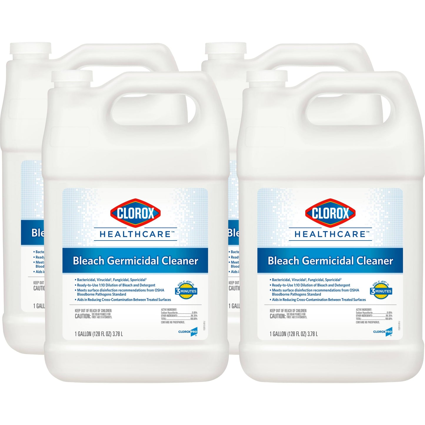 Clorox Healthcare Bleach Germicidal Cleaner Refill, 128 Fluid Ounces, Pack of 4 (Package May Vary)