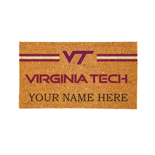 Team Sports America NCAA Virginia Tech College Personalized Coir Door Mat, 18 x 30 Inches Custom Name Doormat, Front Door Non-Slip Welcome Mats