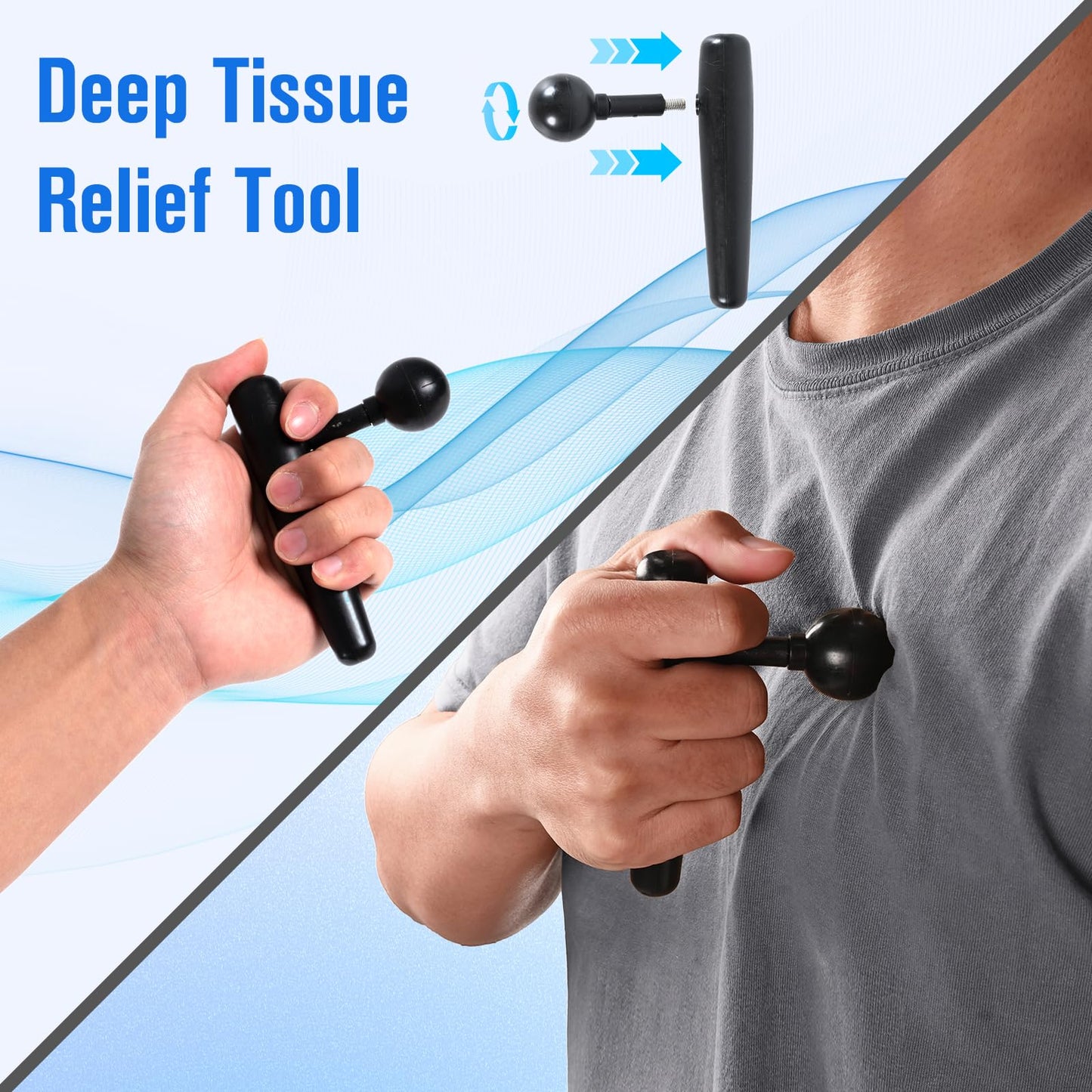 hlthsky Trigger Point Massage Tool,Two Shapes Handheld Back and Neck Massager for Pain Relief,Muscle Release Tool Manual Massage Hook Back Neck Shoulder Massager Blue - Gift for Women & Men