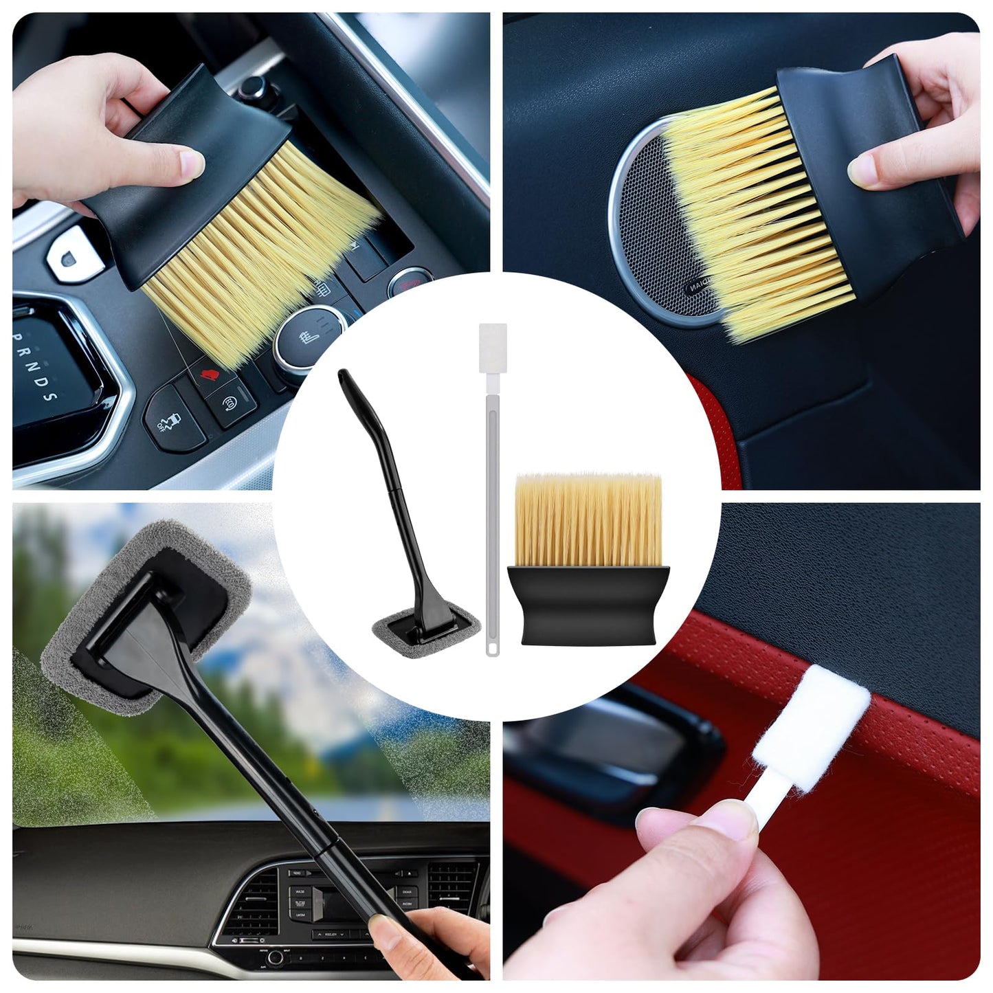 AUTODECO 44Pcs Car Wash Detailing Kit Cleaning Kits with Foam Gun Sprayer Wash Mop with Long Handle Collapsible Bucket Large Wash Mitt Towels Complete Interior Exterior Car Washing Supply Set Black