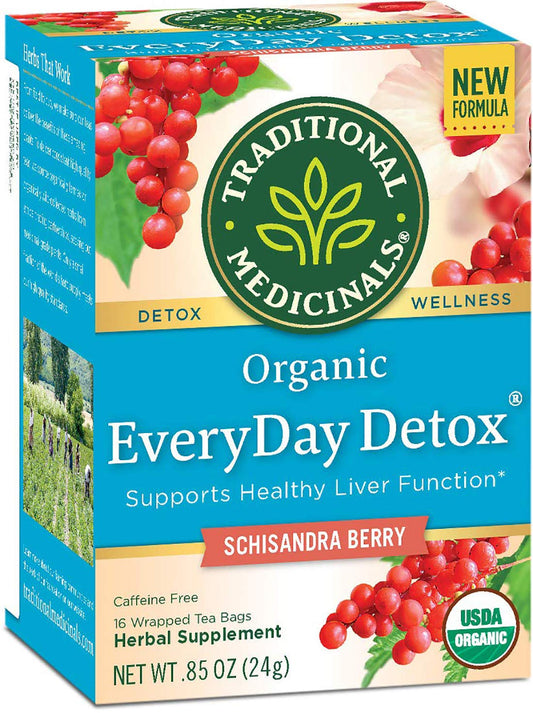 Traditional Medicinals Organic EveryDay Detox Schisandra Berry Herbal Tea, Supports Healthy Liver Function, (Pack of 1) - 16 Tea Bags
