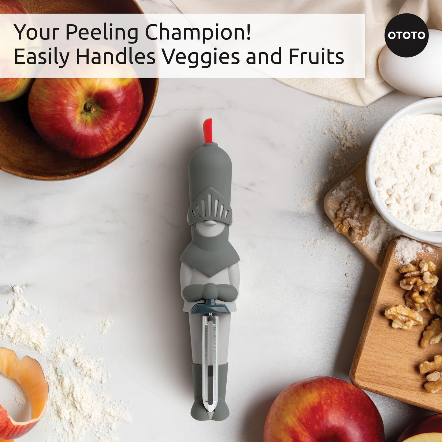 NEW OTOTO Sir Peels A-Lot Medieval Knight Vegetable Peeler - Swivel Vegetable Peelers for Kitchen, Cute Kitchen Gadgets, Kitchen Gifts, Potato, Veggie, Fruit Peeler, Cute Kitchen Accessories