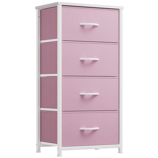 DWVO Storage Drawer with 4 Drawers - Fabric Dressers for Kids, Dresser for Bedroom, Living Room, Closets - Sturdy Steel Frame, Wooden Top & Easy Pull Fabric Bins