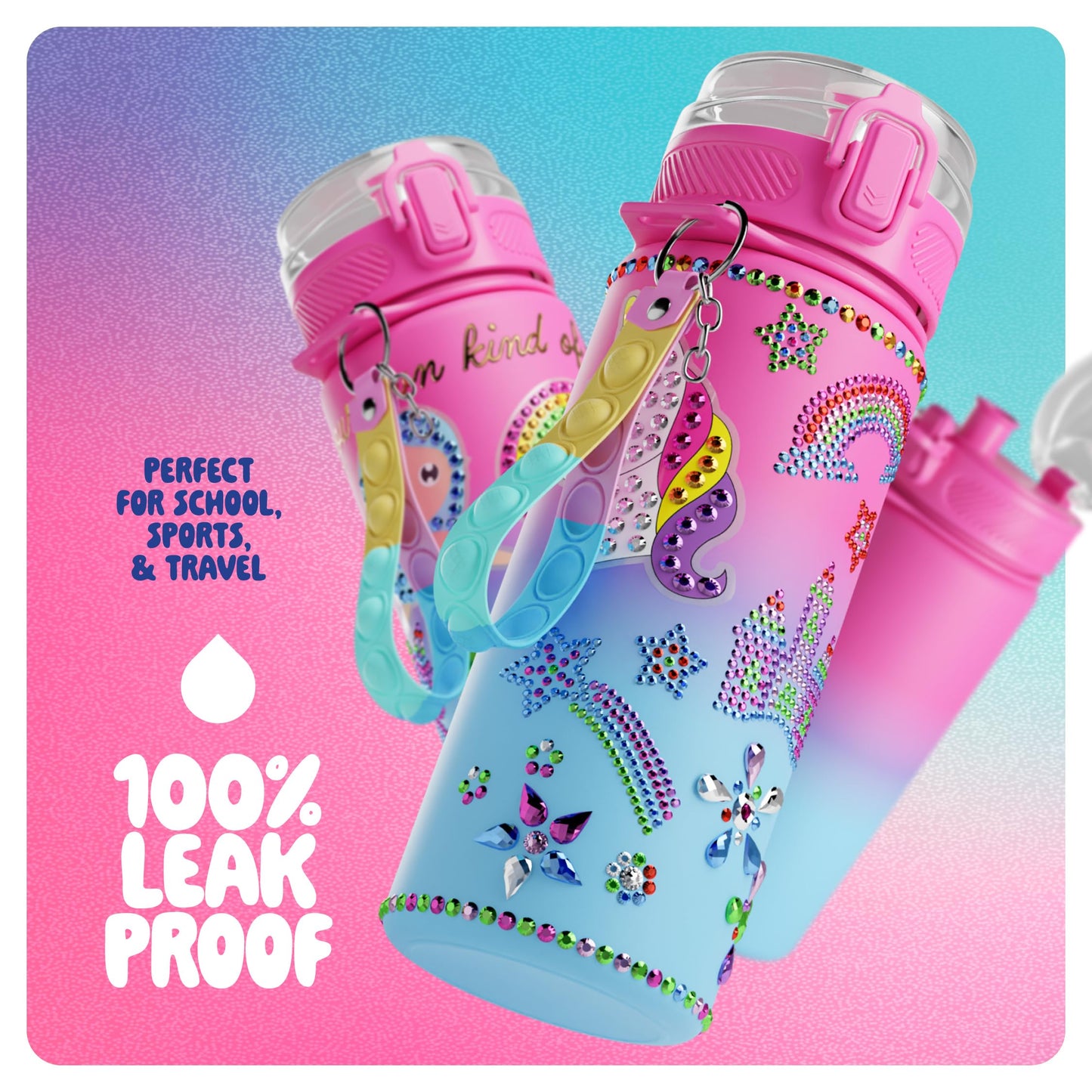Decorate Your Own Glow-in-the-dark Water Bottle Kit for Girls - Easter Gifts for Girl Ages 4-6 5-7 6-8 - 4 5 6 7 8 Year Old Birthday Gift Ideas - Arts and Crafts for Kids Age 6-8 - Unicorn Easter Toys