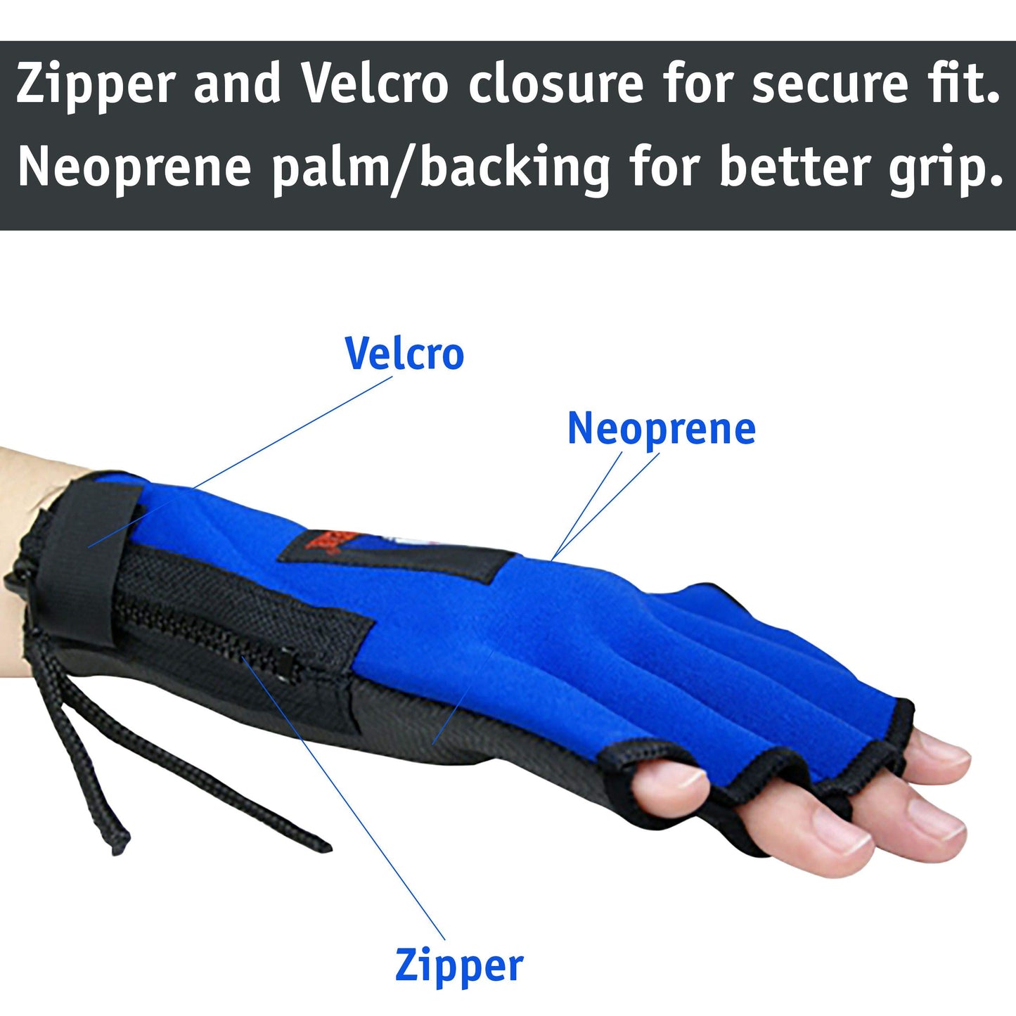 Water Gear Neoprene Fingerless Force Gloves - Aqua Fitness Gloves - Great for Workouts and Diving - Designed with Enhanced Grip - 50% More Resistance - Medium (Royal Blue)