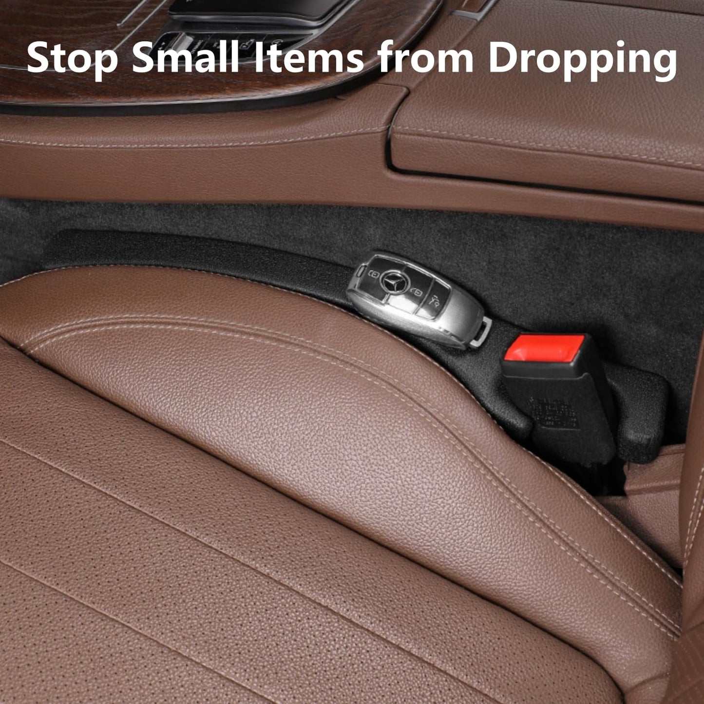 Hiseanllo Car Seat Gap Filler 2 Pack, Universal Fit PU Leather Car Seat Gap Plug to Fill The Gap Between Seat and Console, Car Seat Crevice Blocker Stop Things from Dropping