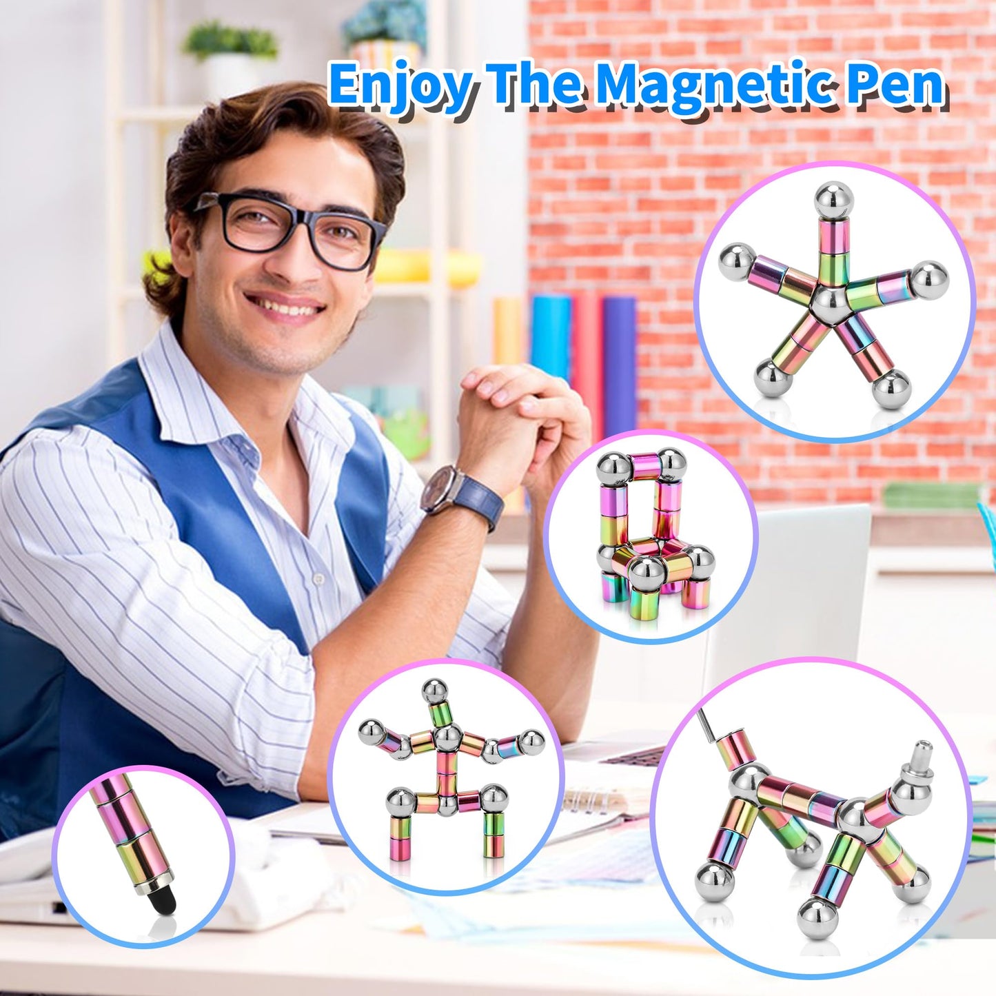 QAQcew Fidget Pen, Decompression Magnetic Fidget Toy Pen, Magnet Pen Fidget Toy Relieve Pressure Novel Toy Gift for Kids or Friends!