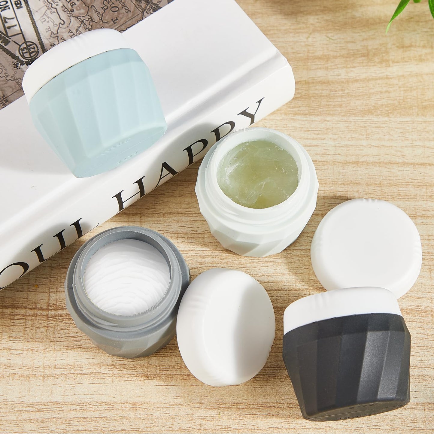 Silevoler Travel Containers for Toiletries, Premium Silicone Cosmetic Cream Jars, 1oz TSA Approved Leak-Proof Refillable Travel Size Toiletries with Clear Bag for Cosmetic Face Body Cream(Gray)