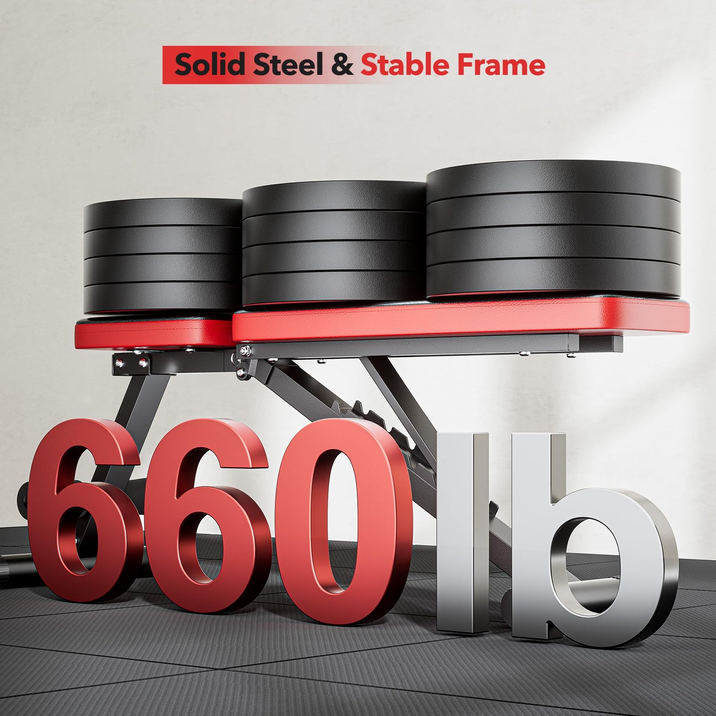 NICEPEOPLE Basic Weight Bench for Home Gym, Foldable Workout Bench with 8 Backrests, 660LBS Weight Capacity Adjustable Bench