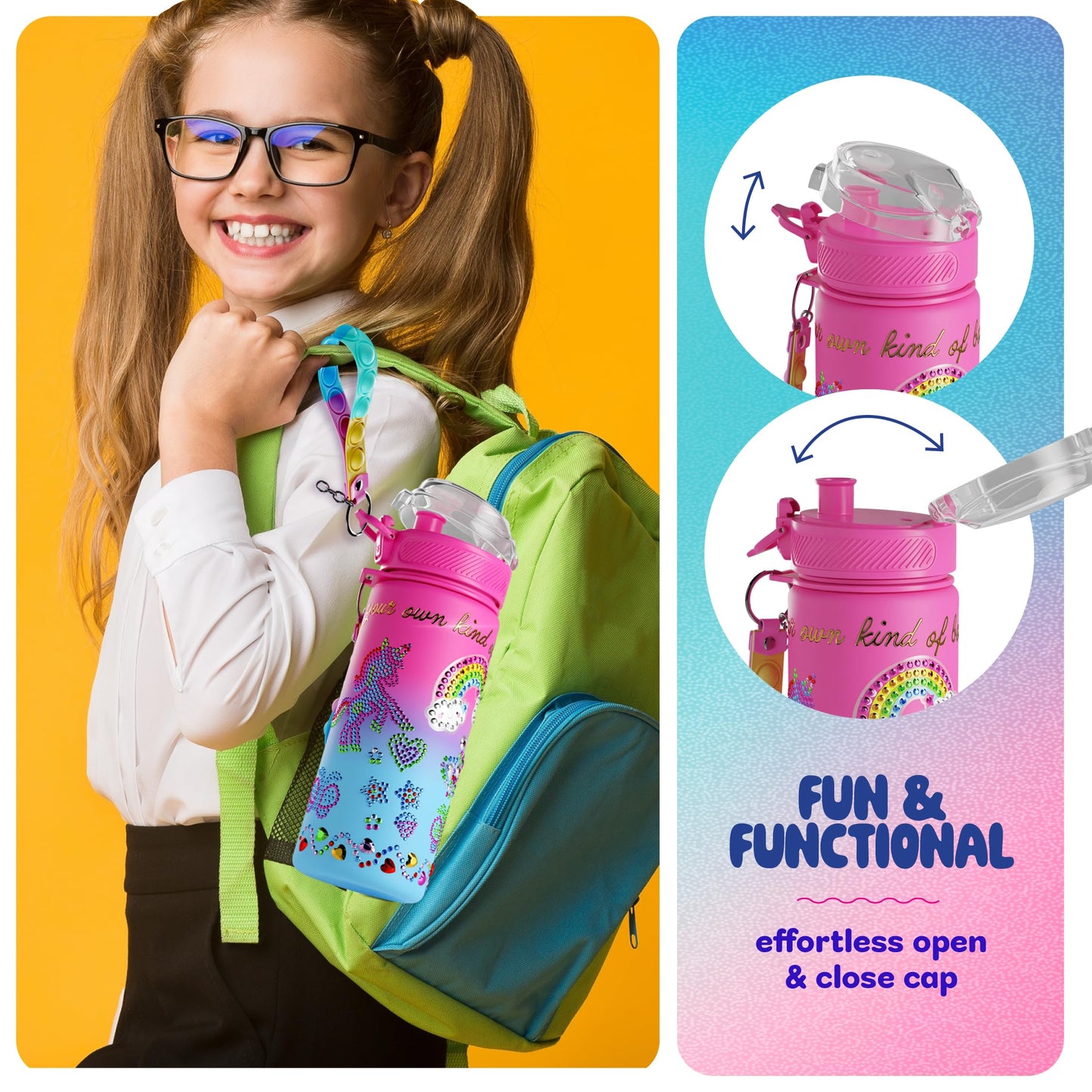 Decorate Your Own Glow-in-the-dark Water Bottle Kit for Girls - Easter Gifts for Girl Ages 4-6 5-7 6-8 - 4 5 6 7 8 Year Old Birthday Gift Ideas - Arts and Crafts for Kids Age 6-8 - Unicorn Easter Toys