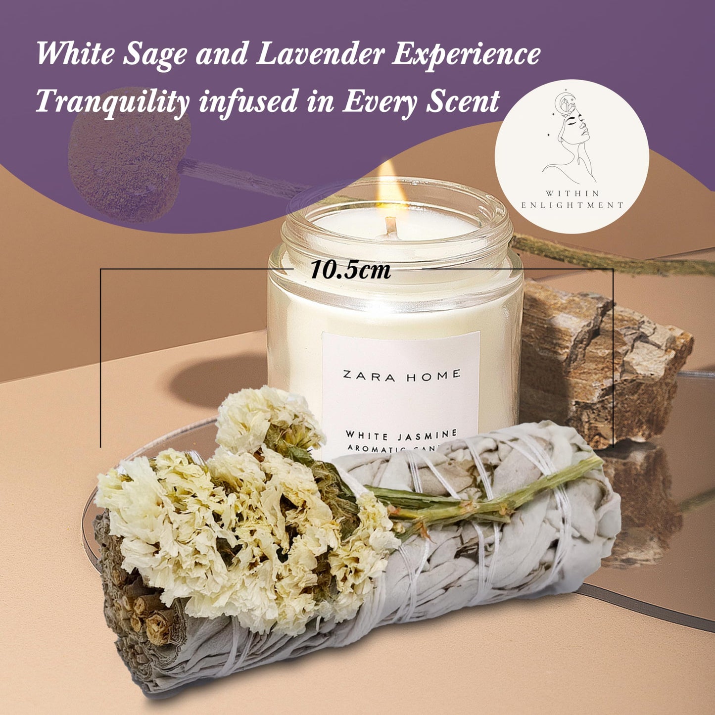 Within Enlightenment Sage Smudge Bundle - White Sage Smudge Kit - Palo Santo & Sage Sticks Kit - White Sage Bundle - Meditation Accessories & Spiritual Gifts (Success & Strength)