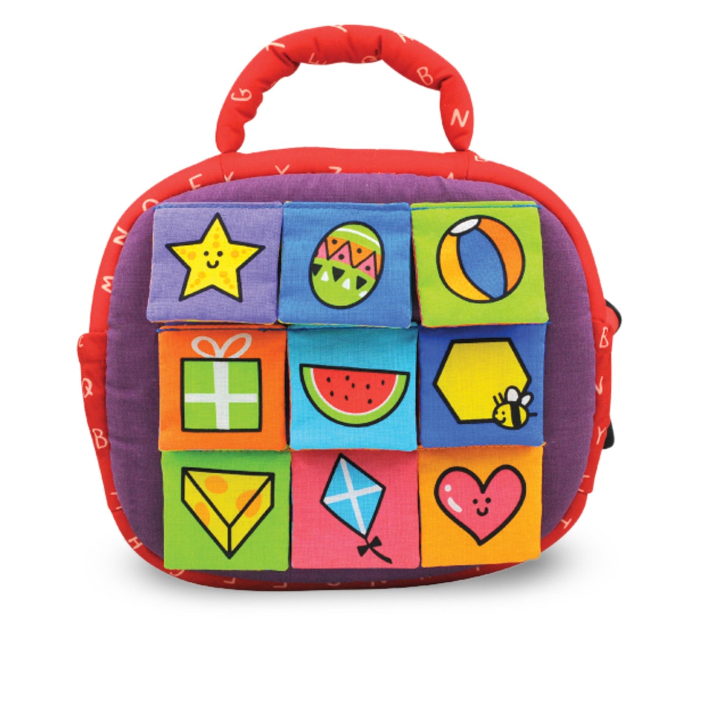 Melissa & Doug K's Kids Take-Along Shape Sorter Baby Toy with 2-Sided Activity Bag and 9 Textured Shape Blocks