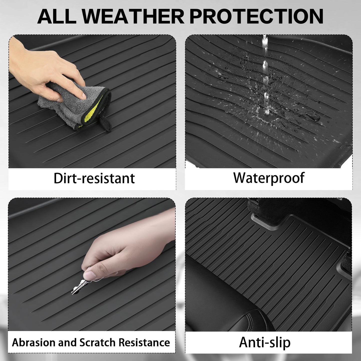 Autocessking Floor Mats for Tesla Model Y 2021-2024 2025, Set of 6 Mats All Weather TPE Waterproof Anti-Slip Front & Rear Trunk Mats Cargo Liners, Custom Fit for Tesla 5-Seater (Not Fit 7-Seat)