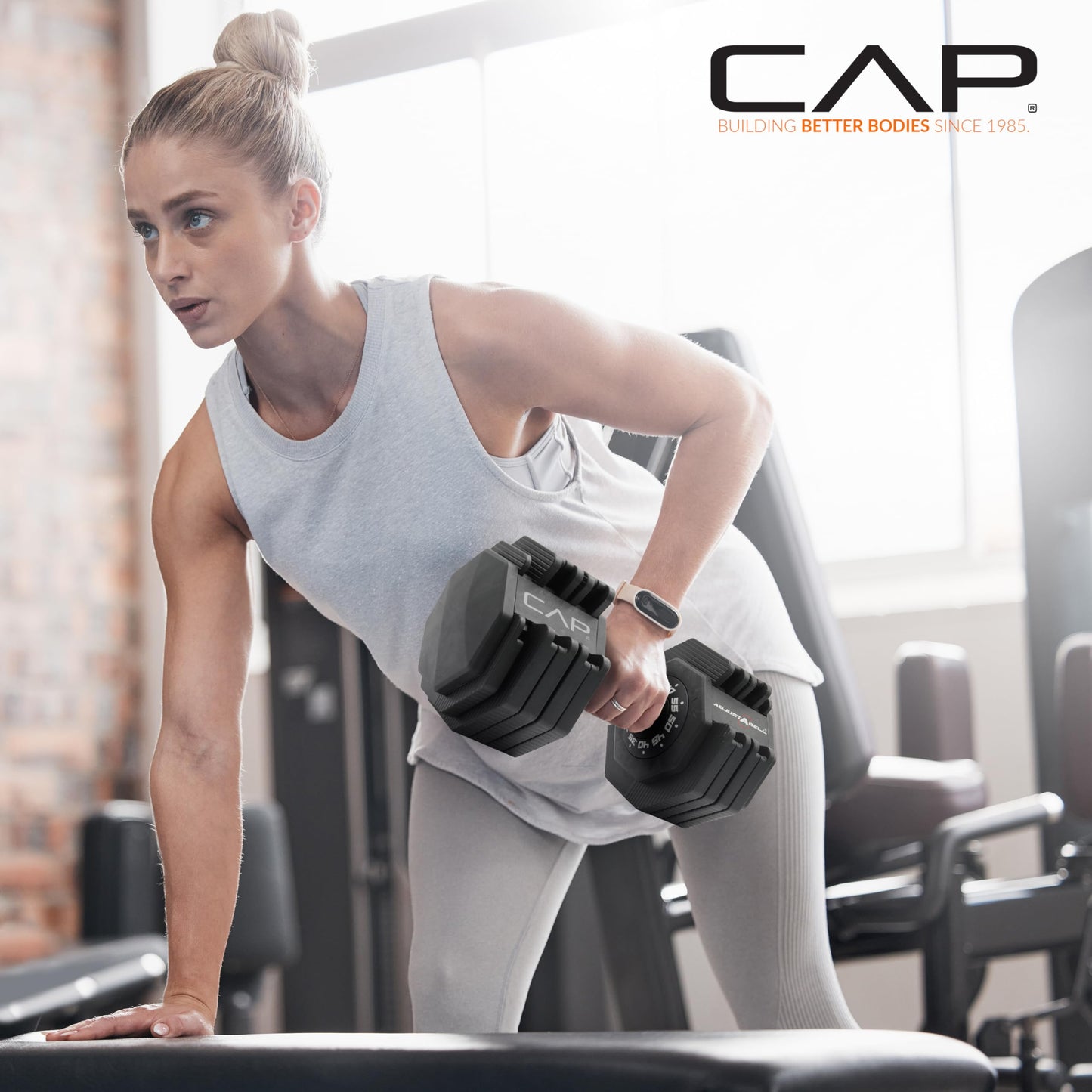 CAP Barbell 55 lb Single Adjustable Dumbbell with Full Rotation Copper Handle
