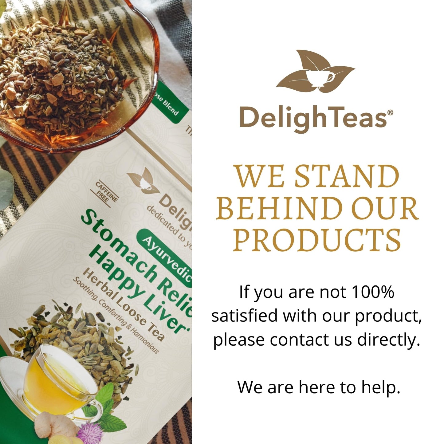 DelighTeas Liver Detox tea | Stomach Relief & Liver Cleansing | Ayurvedic Loose Leaf Milk Thistle, Fennel, Ginger Tea for Digestion | USDA Organic, Vegan, Caffeine Free, Sugar Free | 50 Servings, 5oz